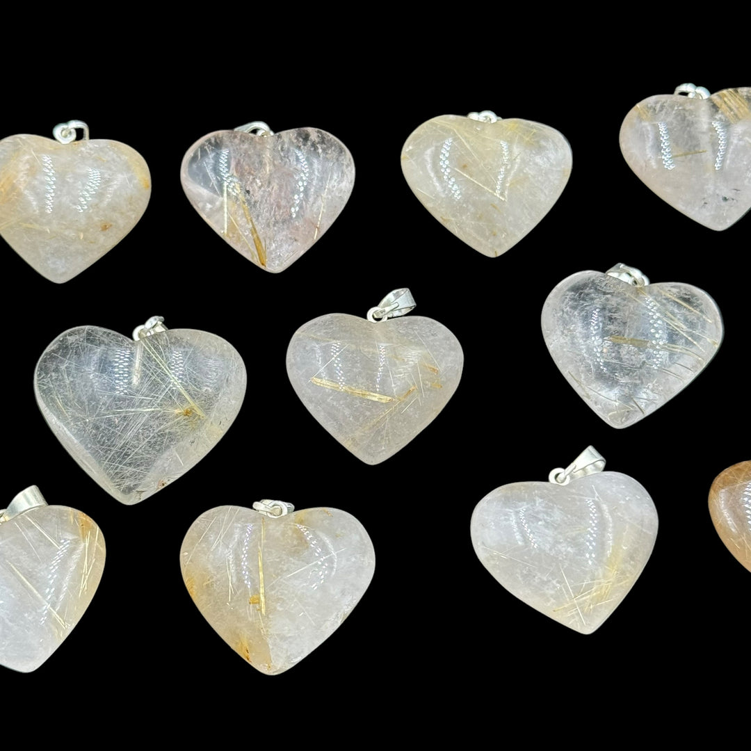 Rutilated Quartz Heart Pendant - Funky Stuff