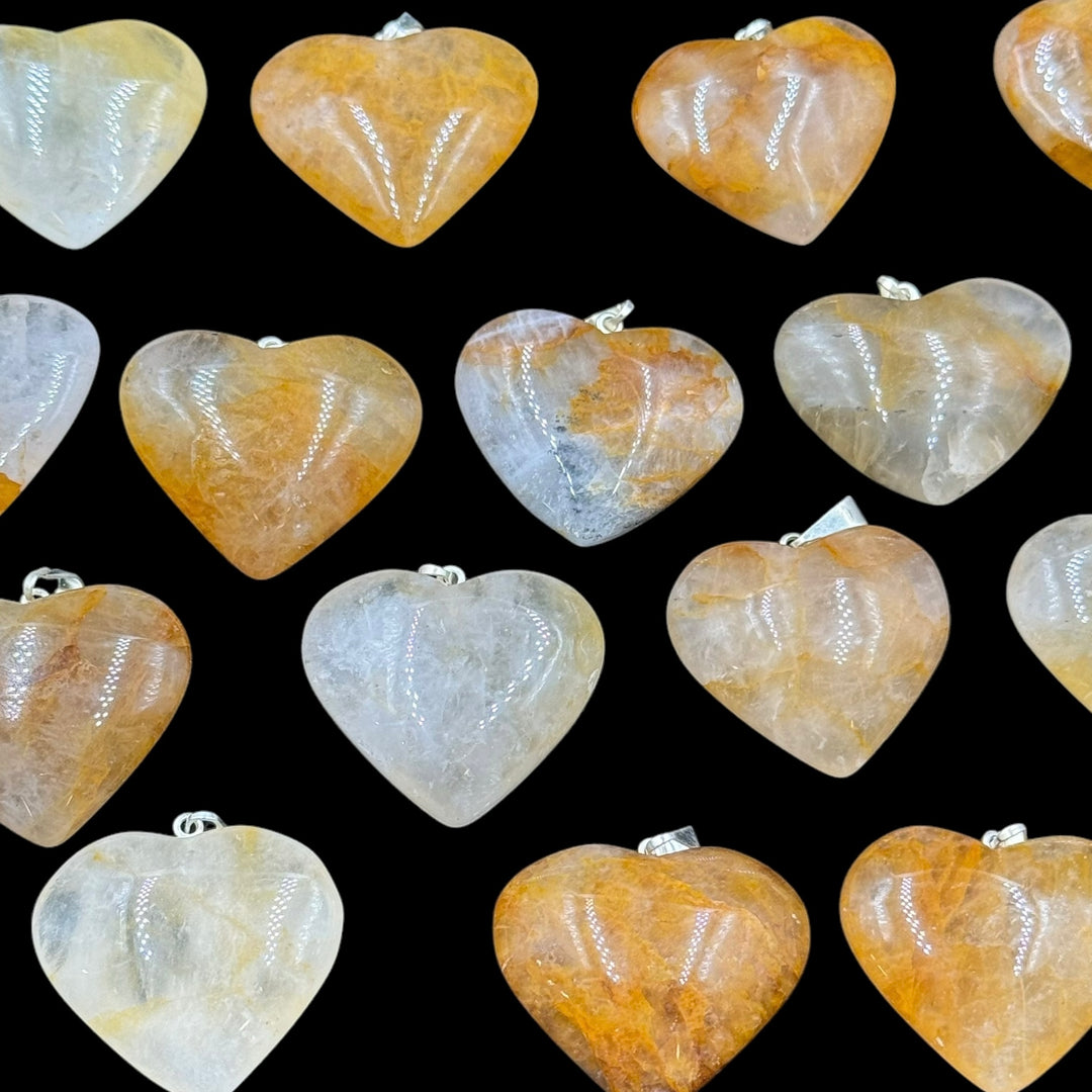 Golden Healer Quartz Heart Pendant - Funky Stuff