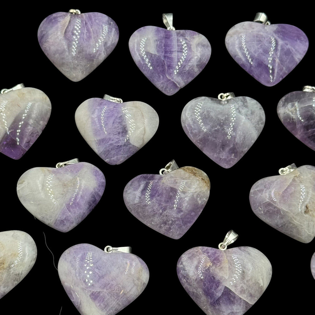 Chevron Amethyst Heart Pendant - Funky Stuff