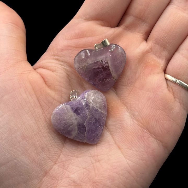 Chevron Amethyst Heart Pendant - Funky Stuff
