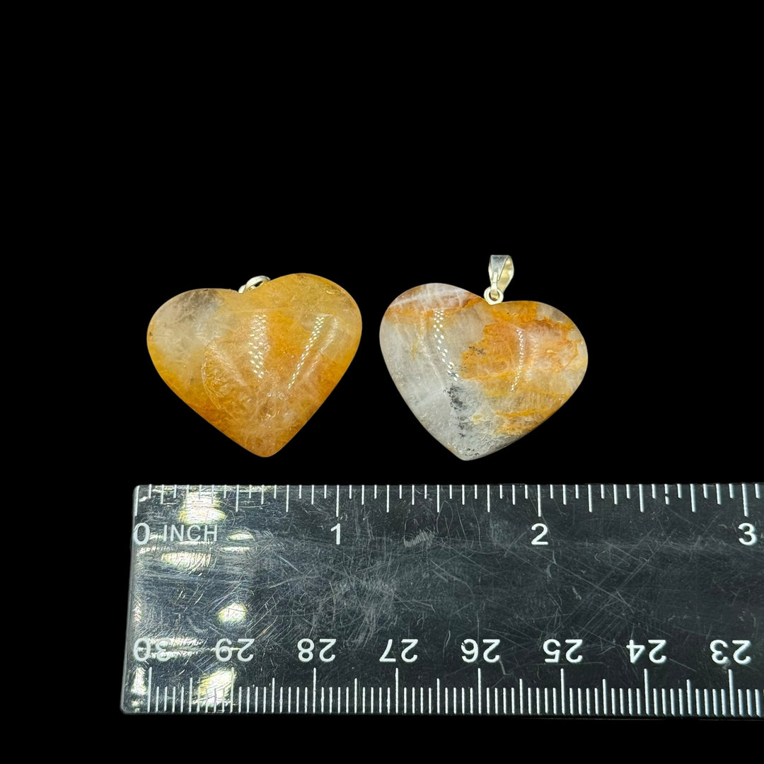 Golden Healer Quartz Heart Pendant - Funky Stuff