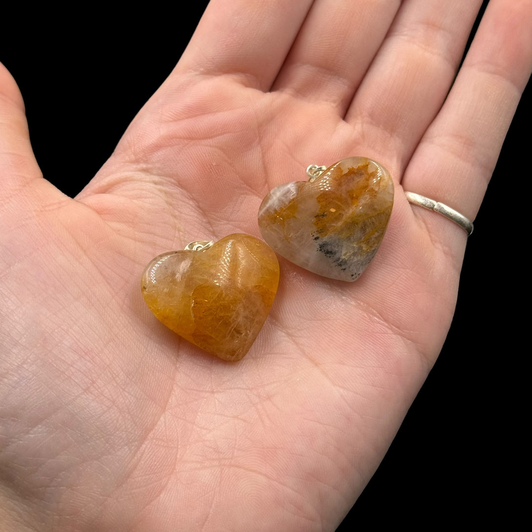 Golden Healer Quartz Heart Pendant - Funky Stuff