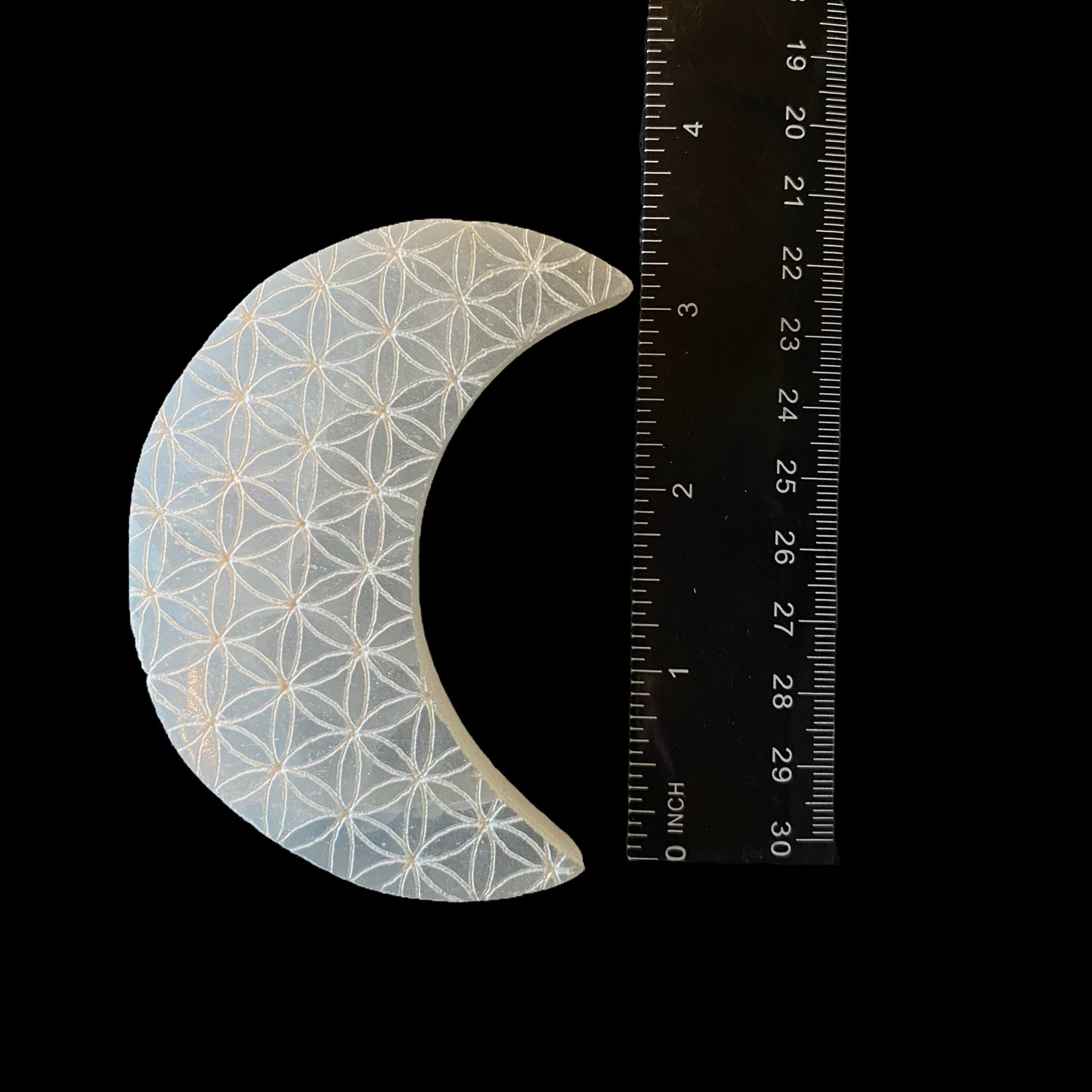 Selenite Charging Plate (Small) - Moon (Flower of Life) - Funky Stuff