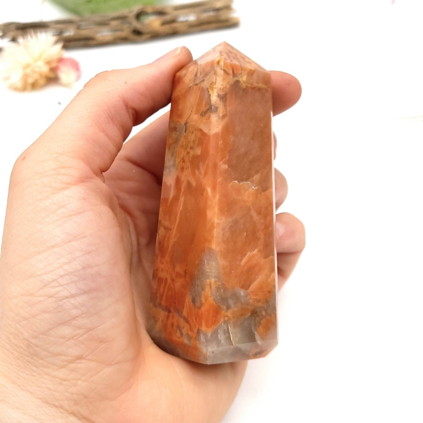 Peach Moonstone Obelisk