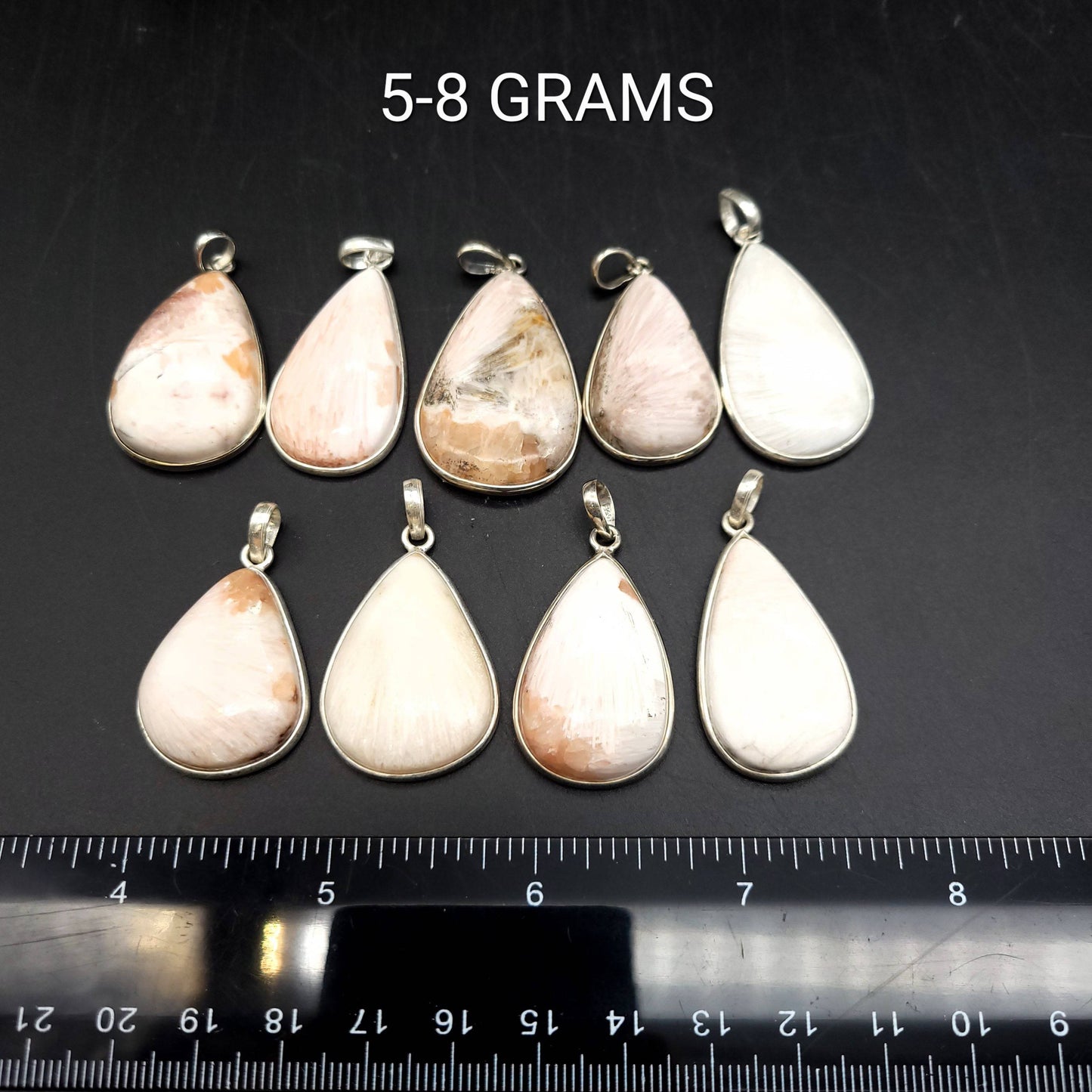 Scolecite Sterling Silver Pendant - Tear Drop
