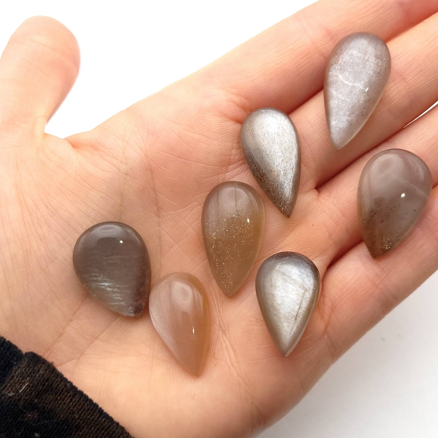 Chatoyant Moonstone (Cat's Eye) Cabochon - Tear Drop
