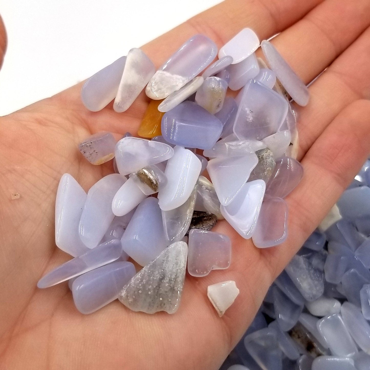 Blue Chalcedony Chips 1LB