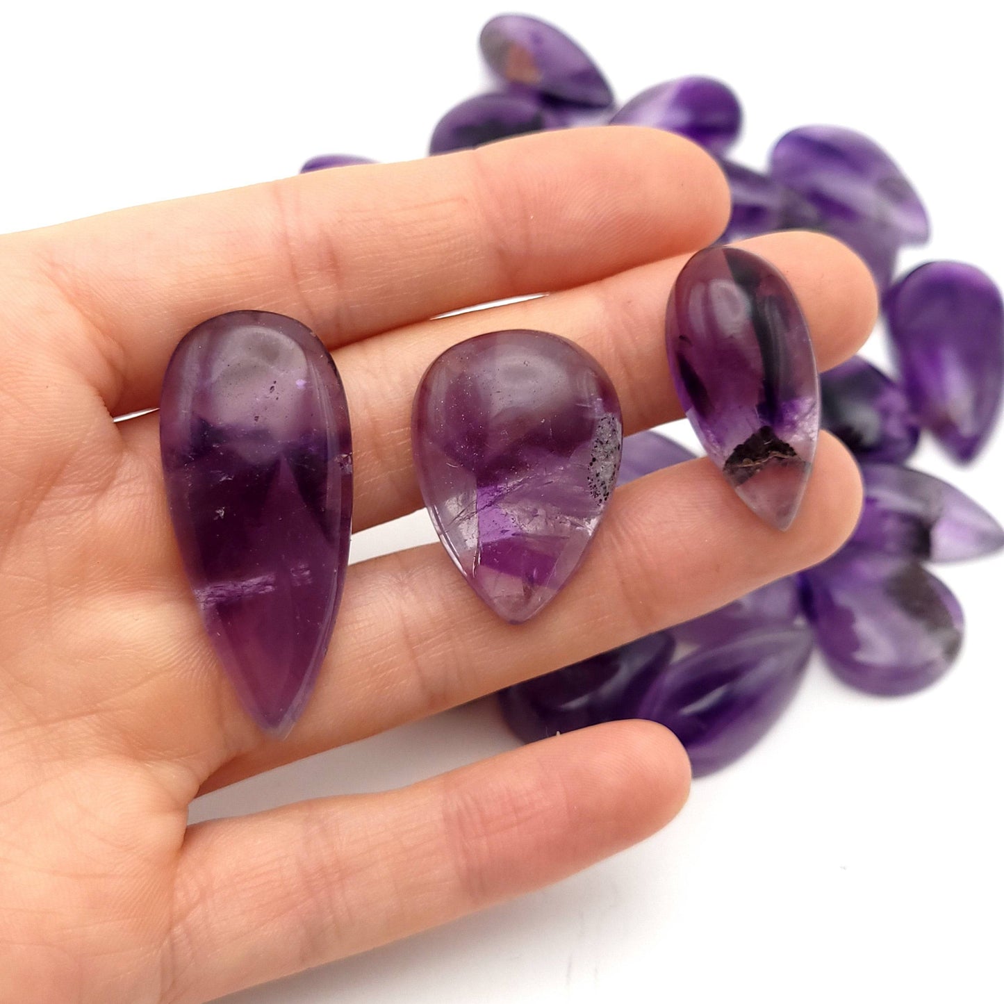 Trapiche Amethyst Cabochon - Tear Drop