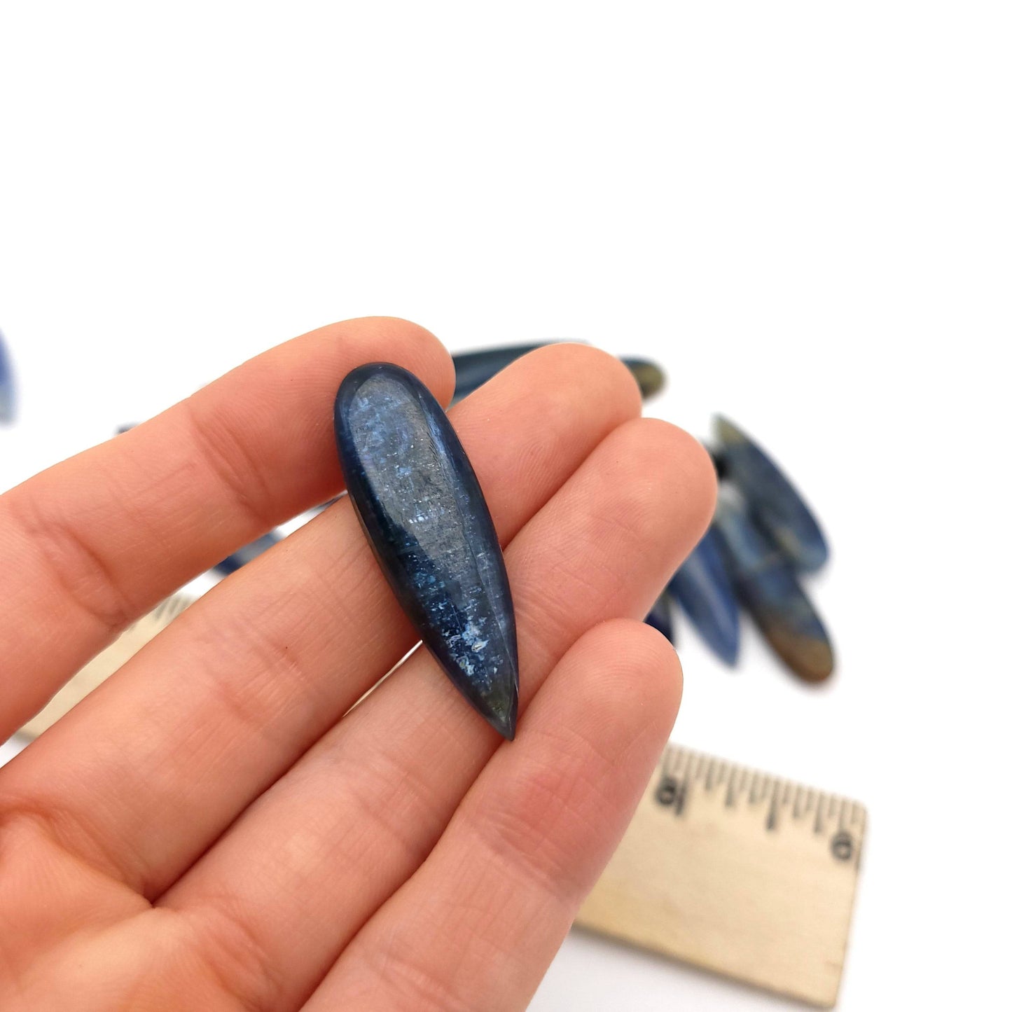 Blue Kyanite Cabochon - Narrow Tear Drop