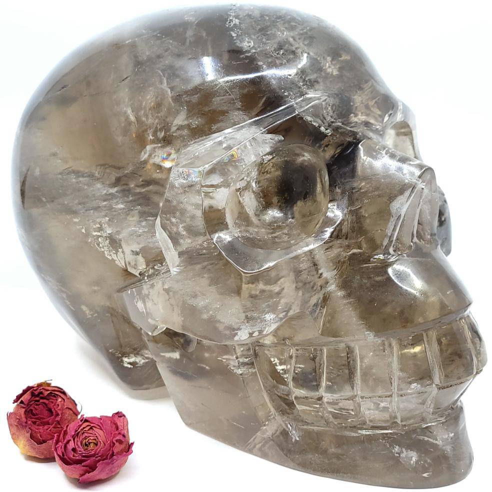 Large Smoky Quartz Carved Skull