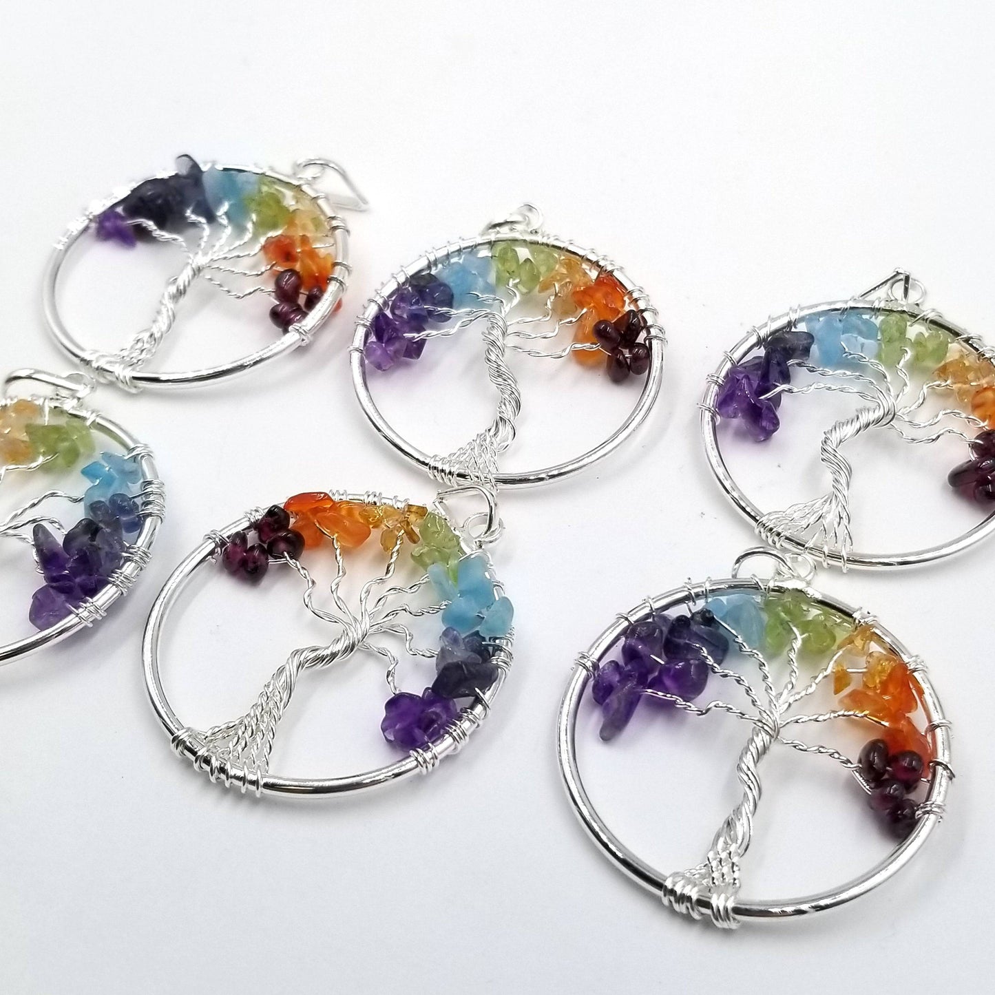 Chakra Gemstone Tree of Life Pendant - Funky Stuff