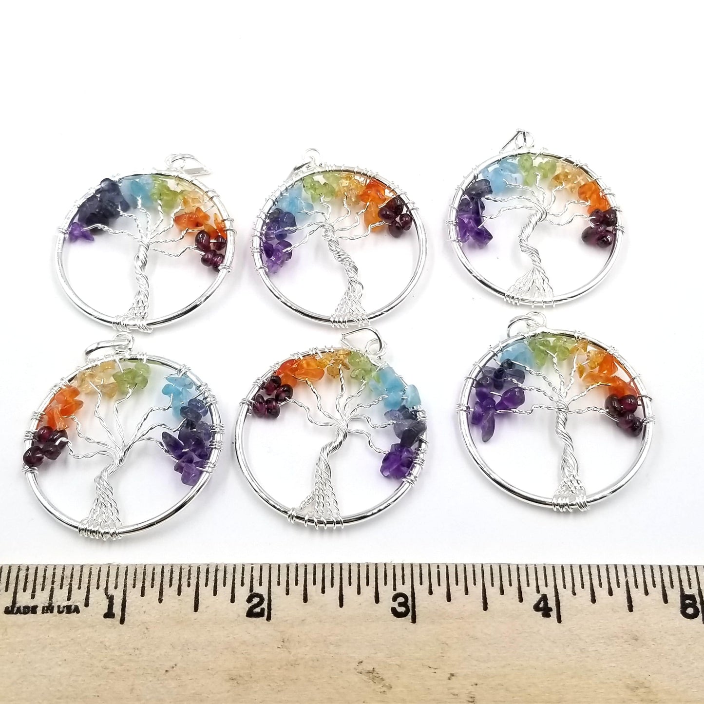 Chakra Gemstone Tree of Life Pendant - Funky Stuff