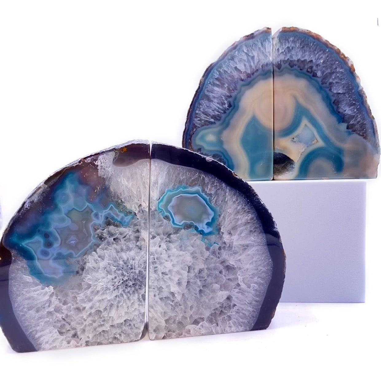 Dyed Agate Book Ends (Aqua) - Funky Stuff