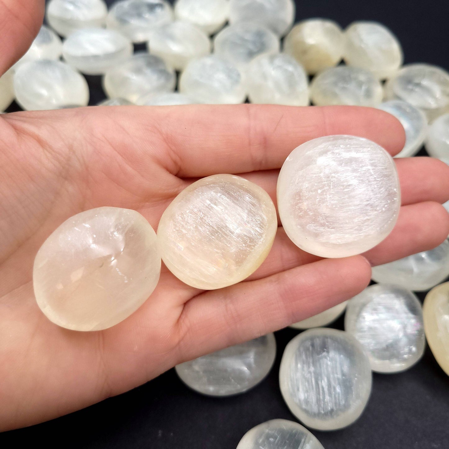 Gemmy Selenite Tumbled Stone - Funky Stuff