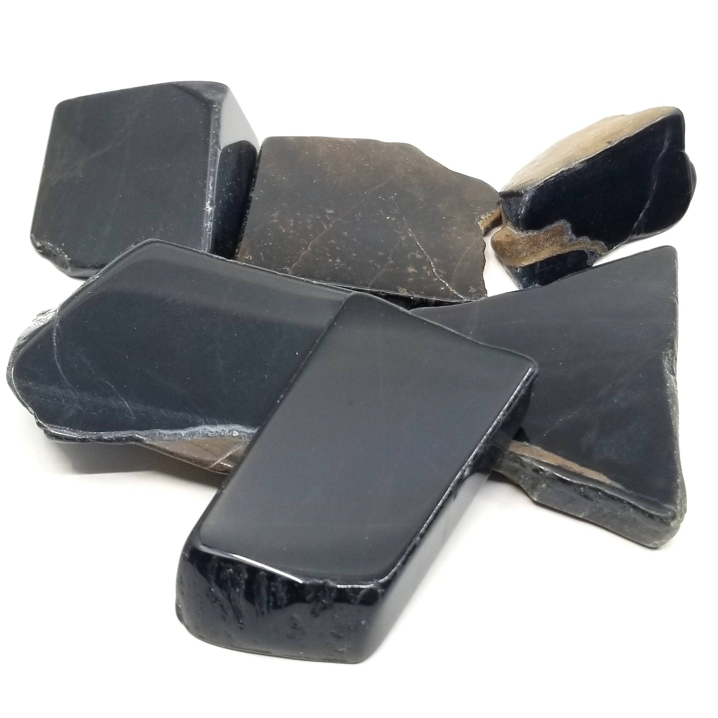 Hawk's Eye - Half Polished Black Slate (1-2")