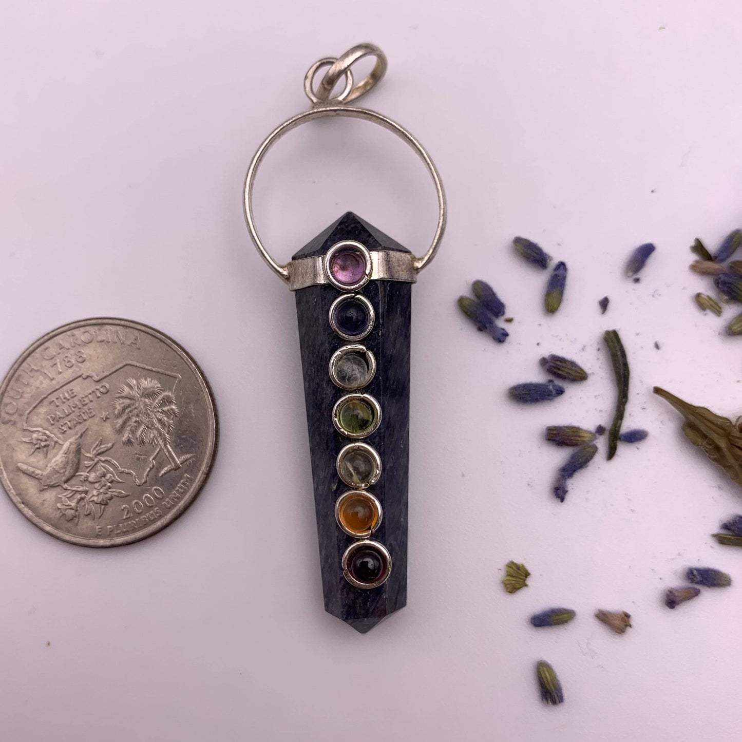 Iolite Ring Top Chakra Pendant
