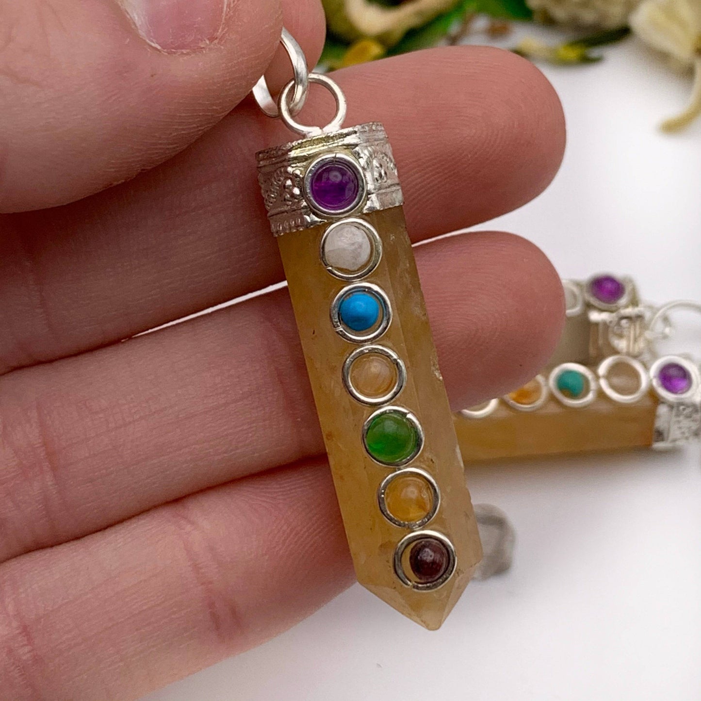 Peach Aventurine Chakra Pendant