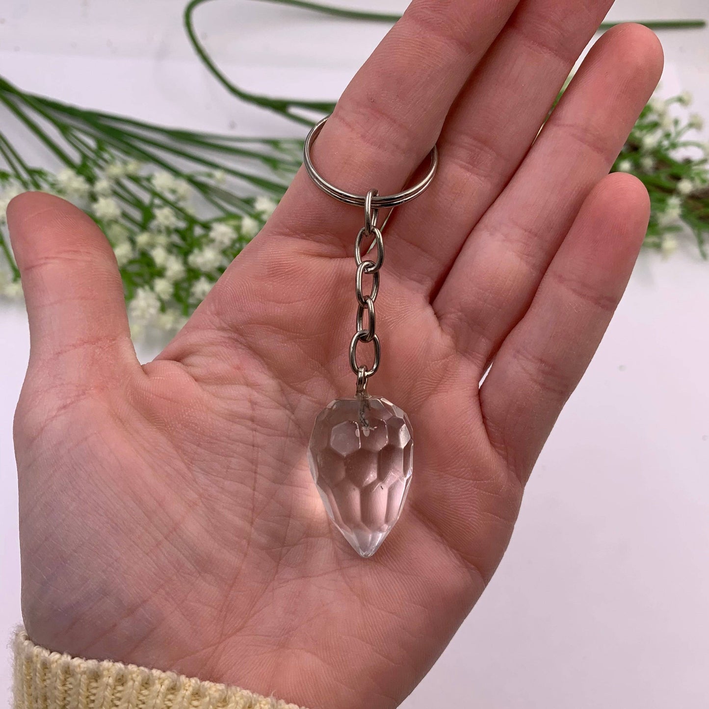 Quartz Facet Keychain