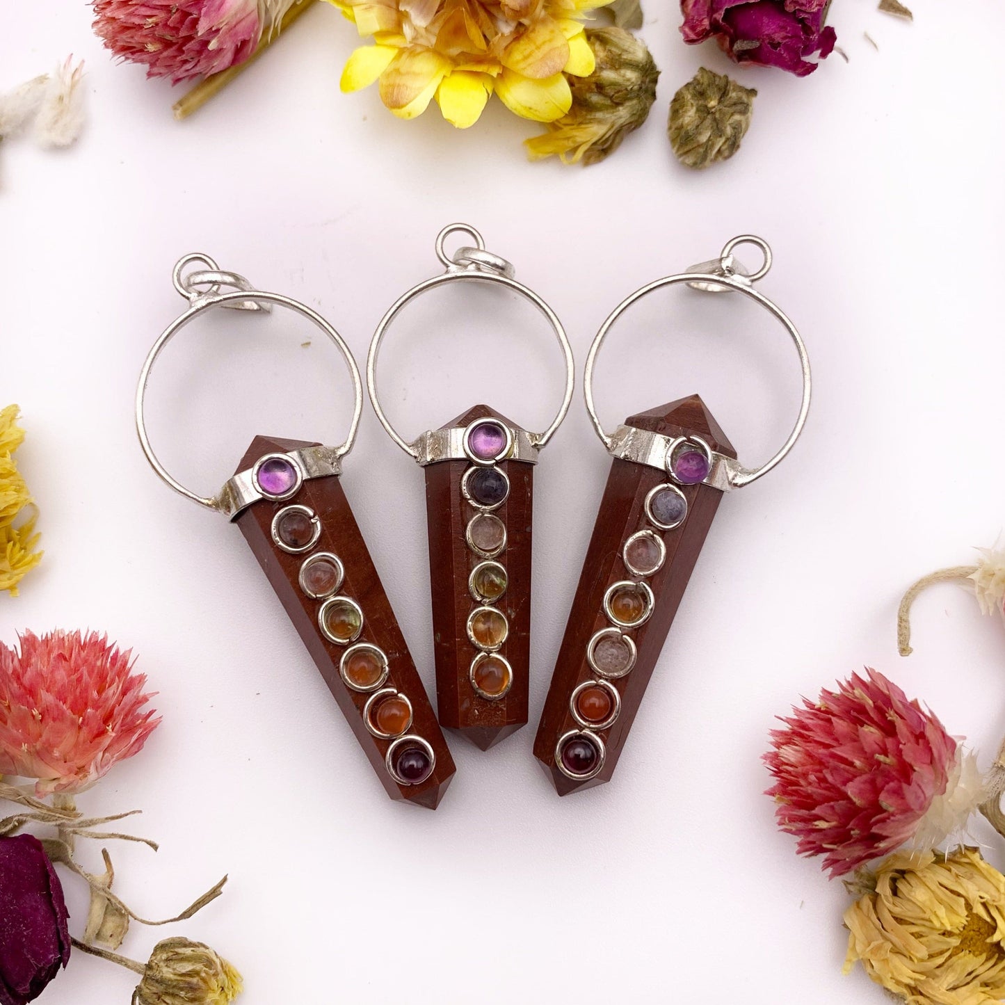 Red Jasper Ring Top Chakra Pendant