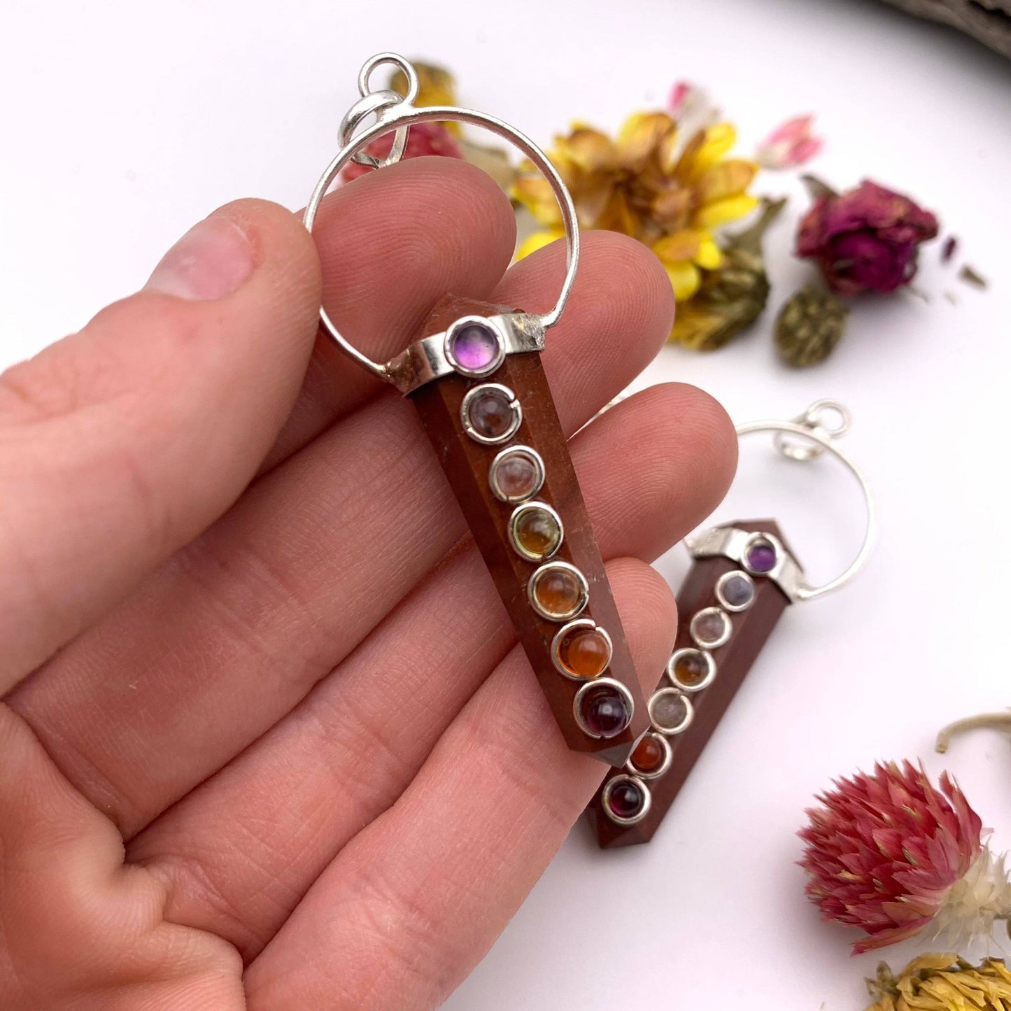 Red Jasper Ring Top Chakra Pendant