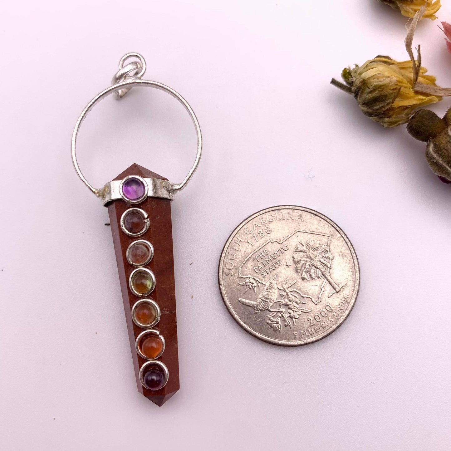 Red Jasper Ring Top Chakra Pendant
