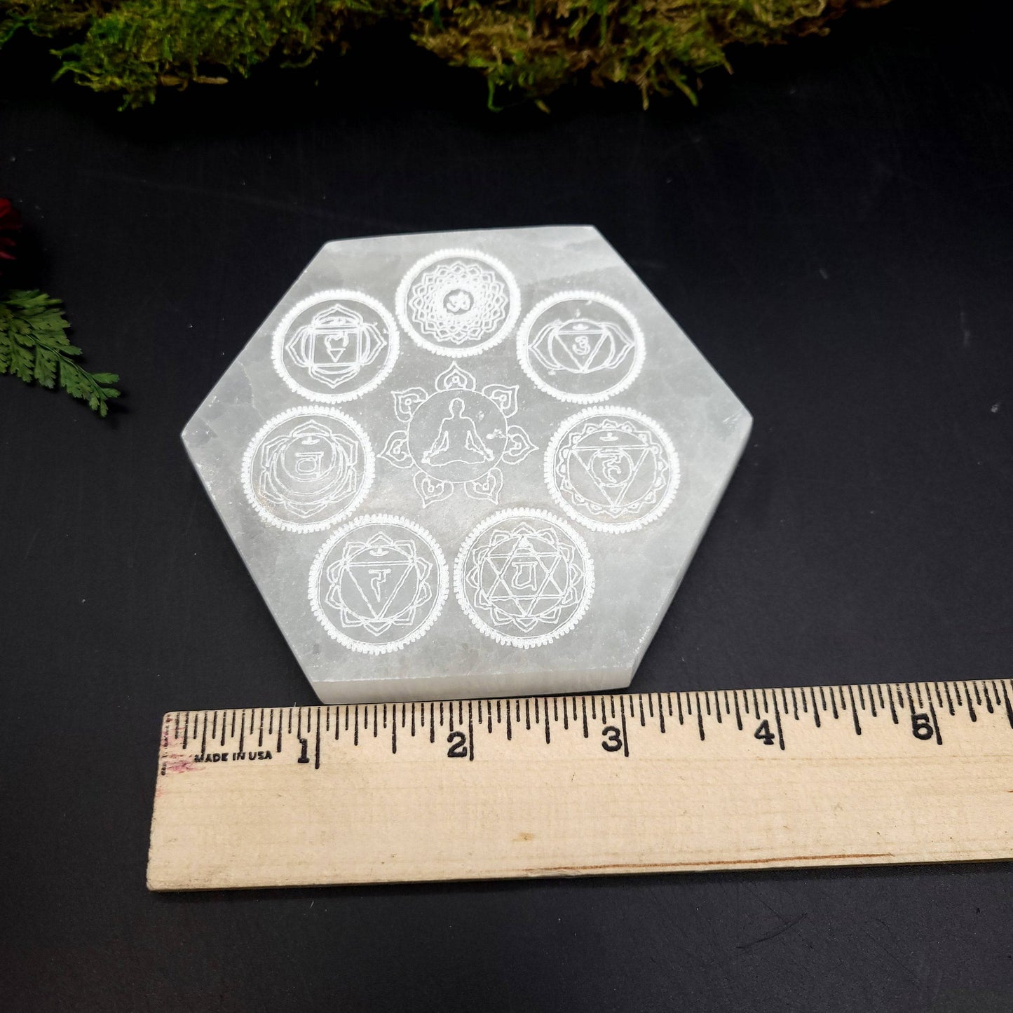 Selenite Charging Plate - Hexagon (Chakra) - Funky Stuff