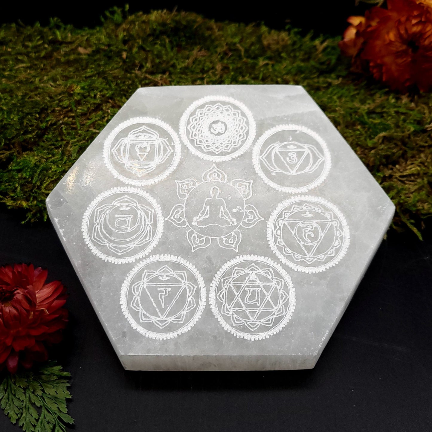 Selenite Charging Plate - Hexagon (Chakra) - Funky Stuff