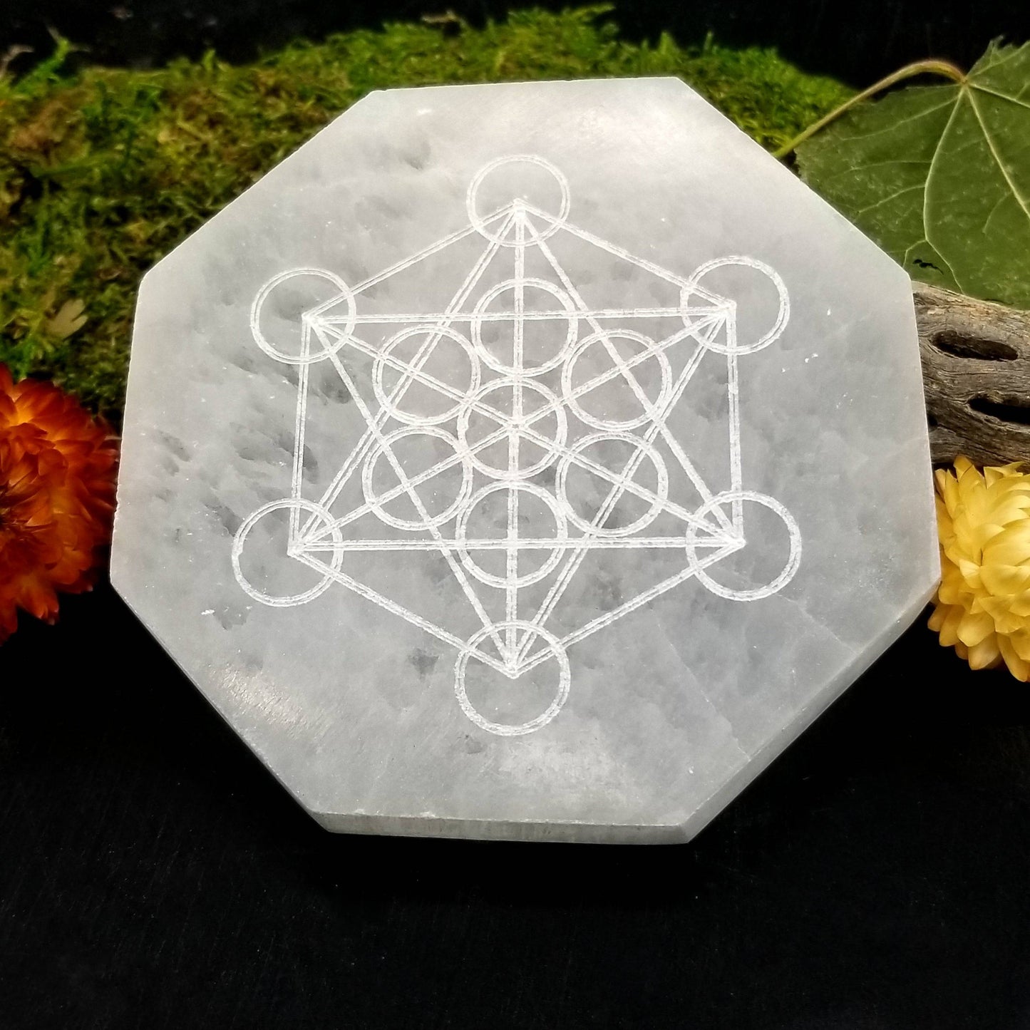 Selenite Charging Plate - Hexagon (Metatron's Cube) - Funky Stuff