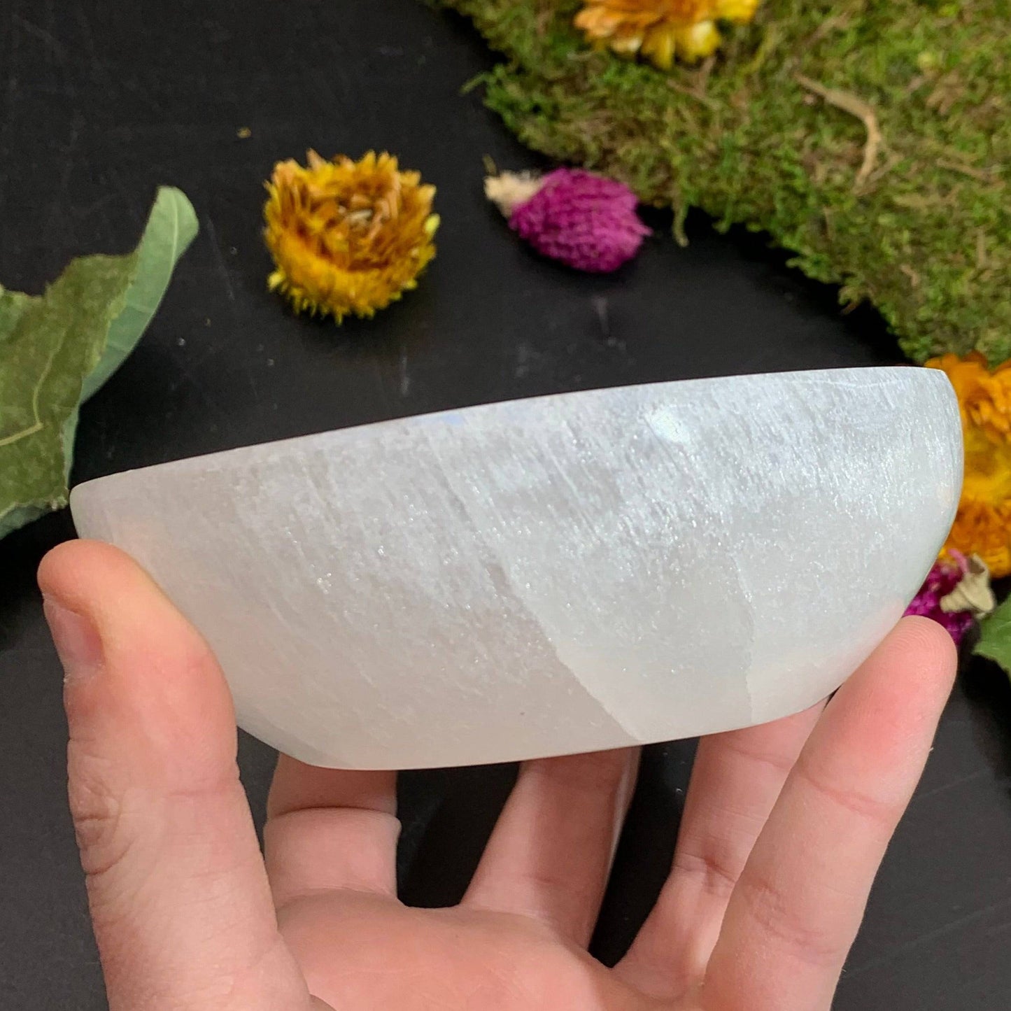 Selenite Engraved Bowl - 4 in