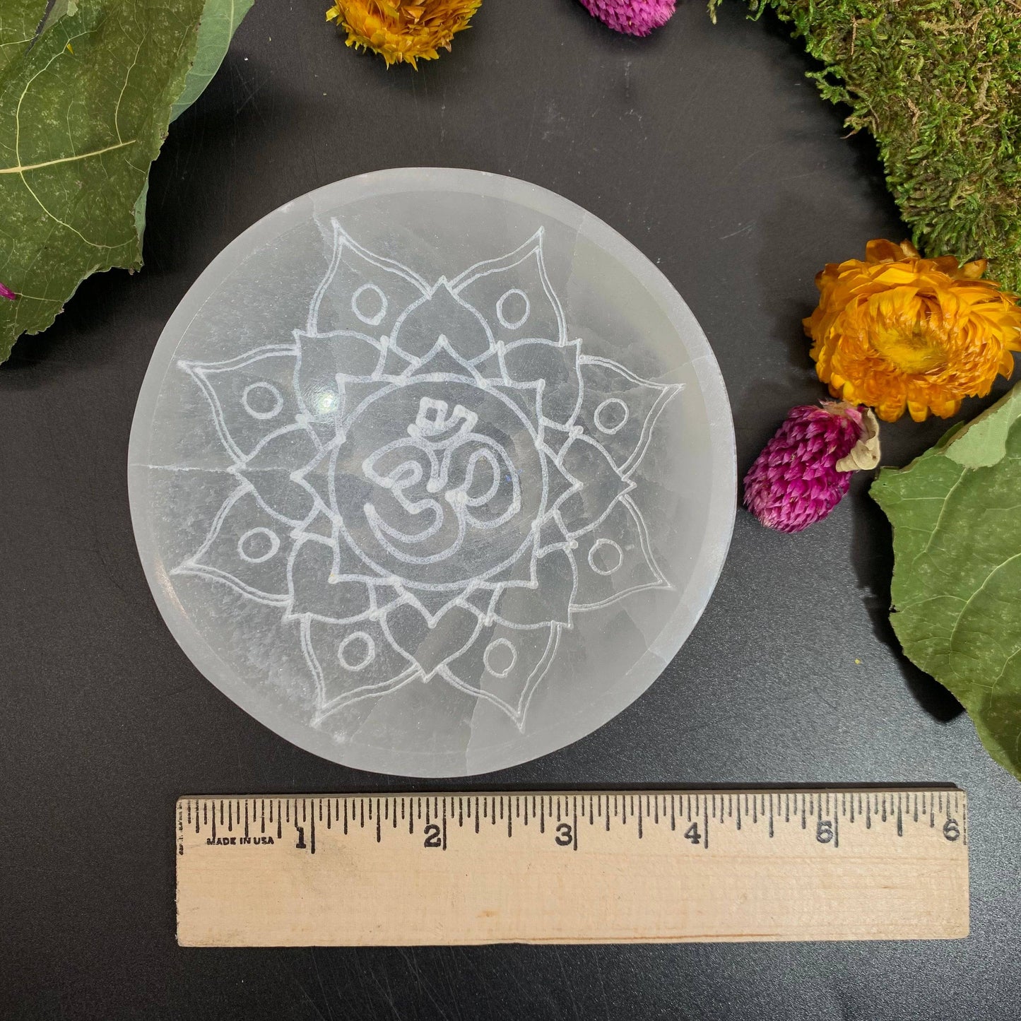 Selenite Engraved Bowl - 4 in