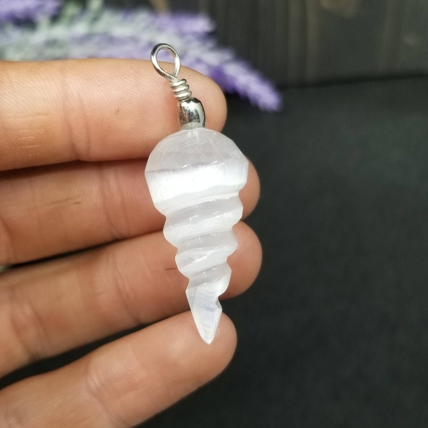 Selenite Spiral Pendant