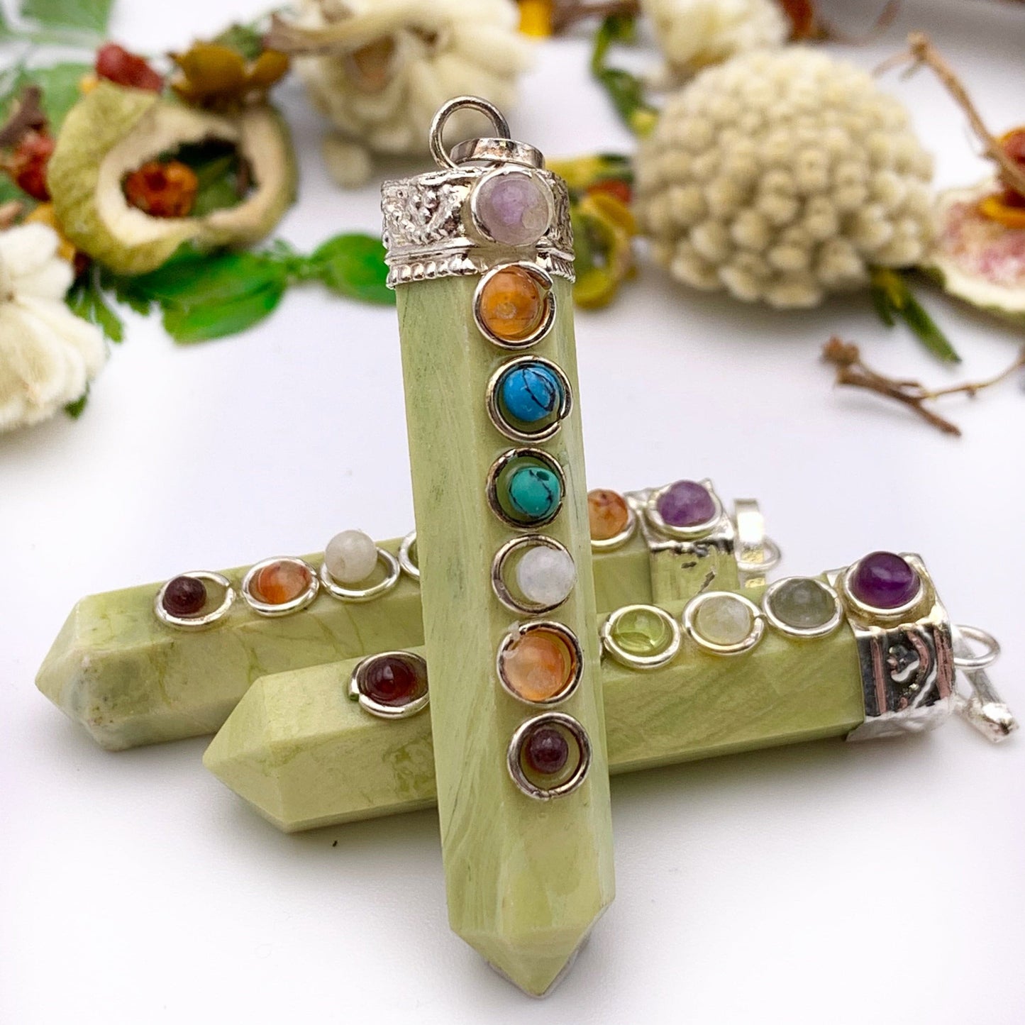 Serpentine Chakra Pendant