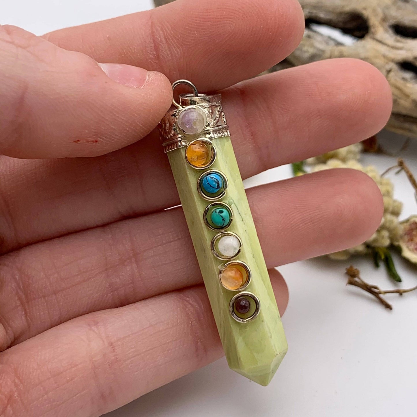 Serpentine Chakra Pendant