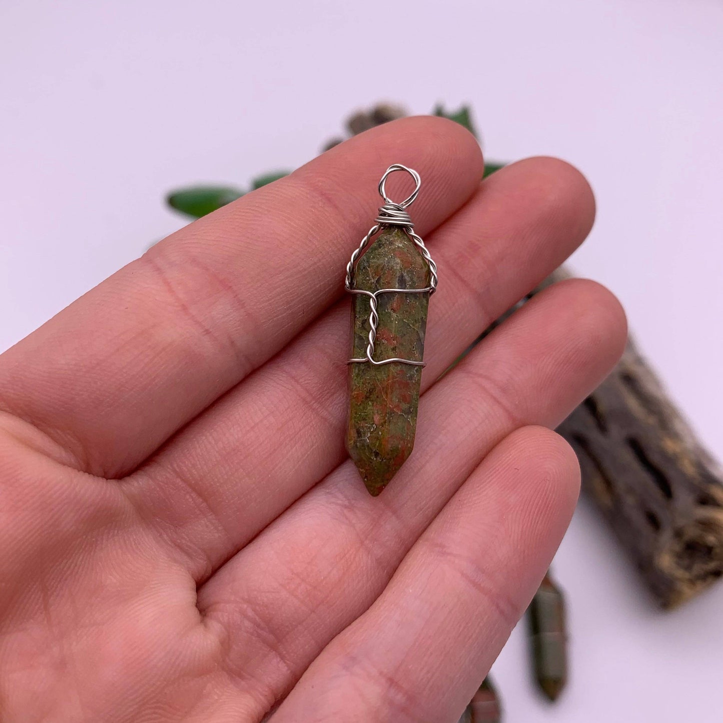 Unakite Wire Wrapped Pendant