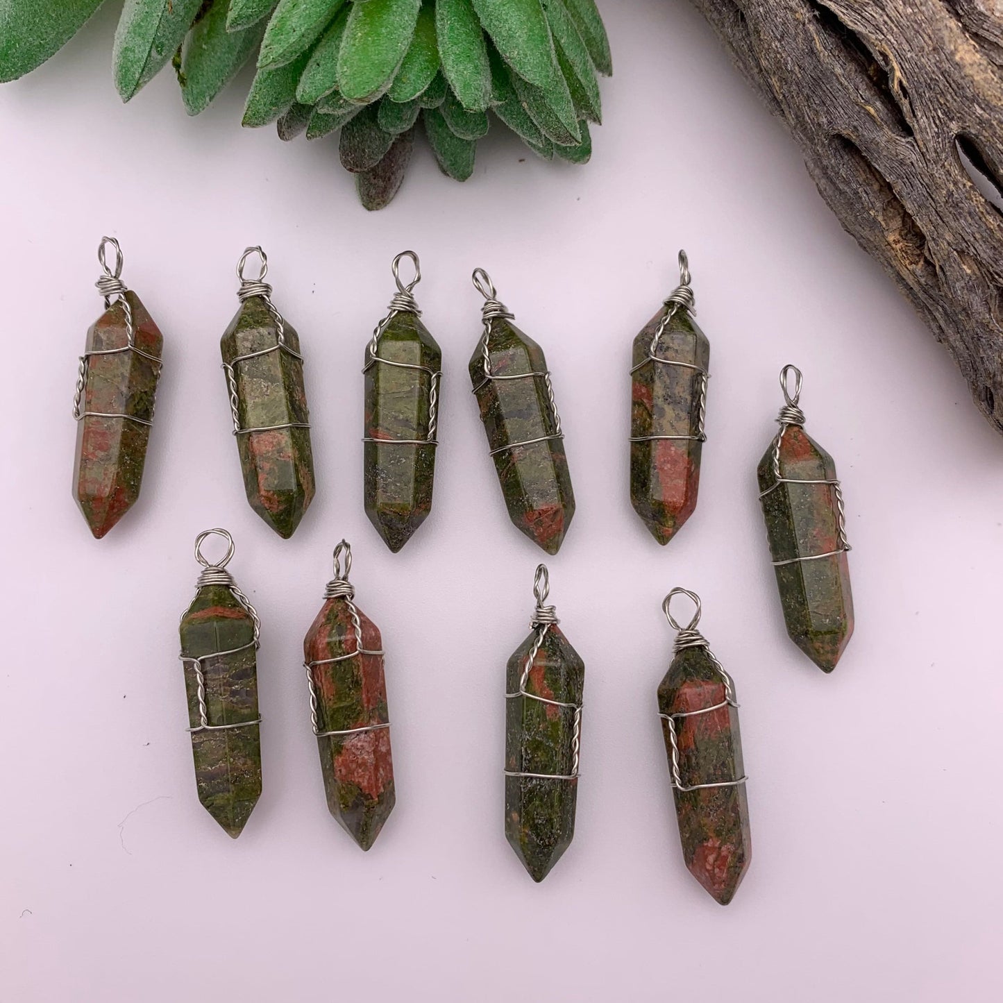 Unakite Wire Wrapped Pendant