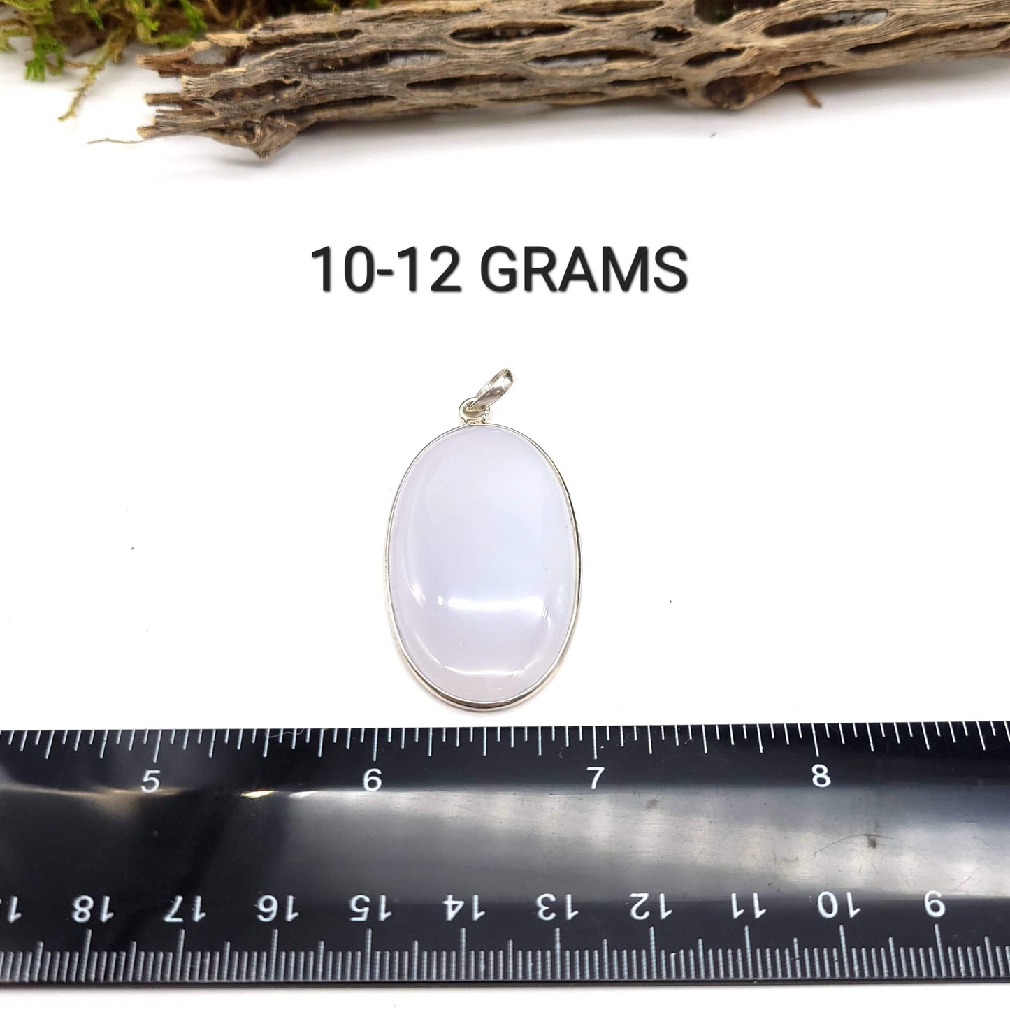 Blue Chalcedony Sterling Silver Pendant - Oval - Funky Stuff