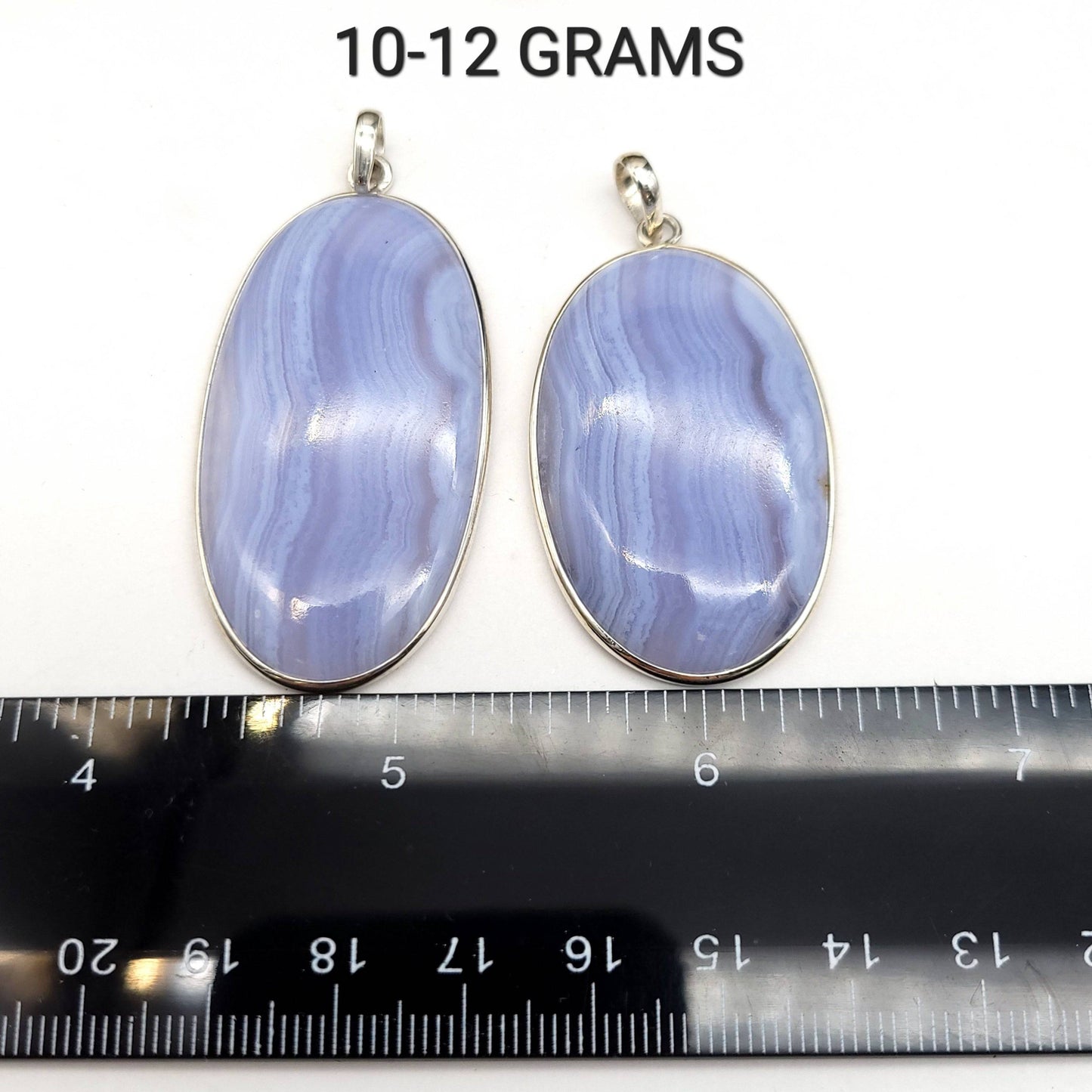 Blue Lace Agate Sterling Silver Pendant - Oval