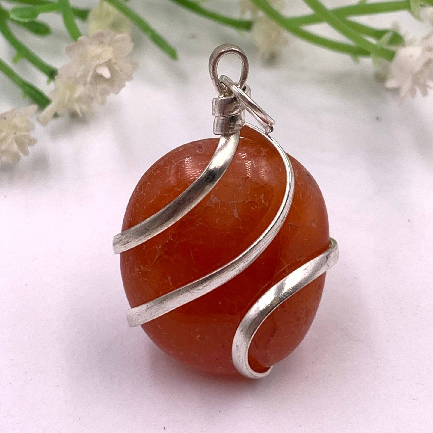 Carnelian Wire Wrapped Pendant