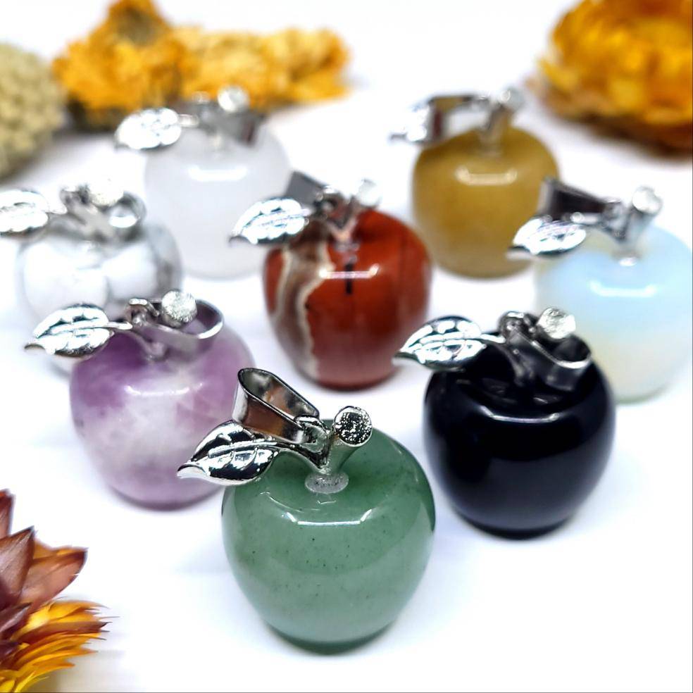 Carved Stone Apple Pendant