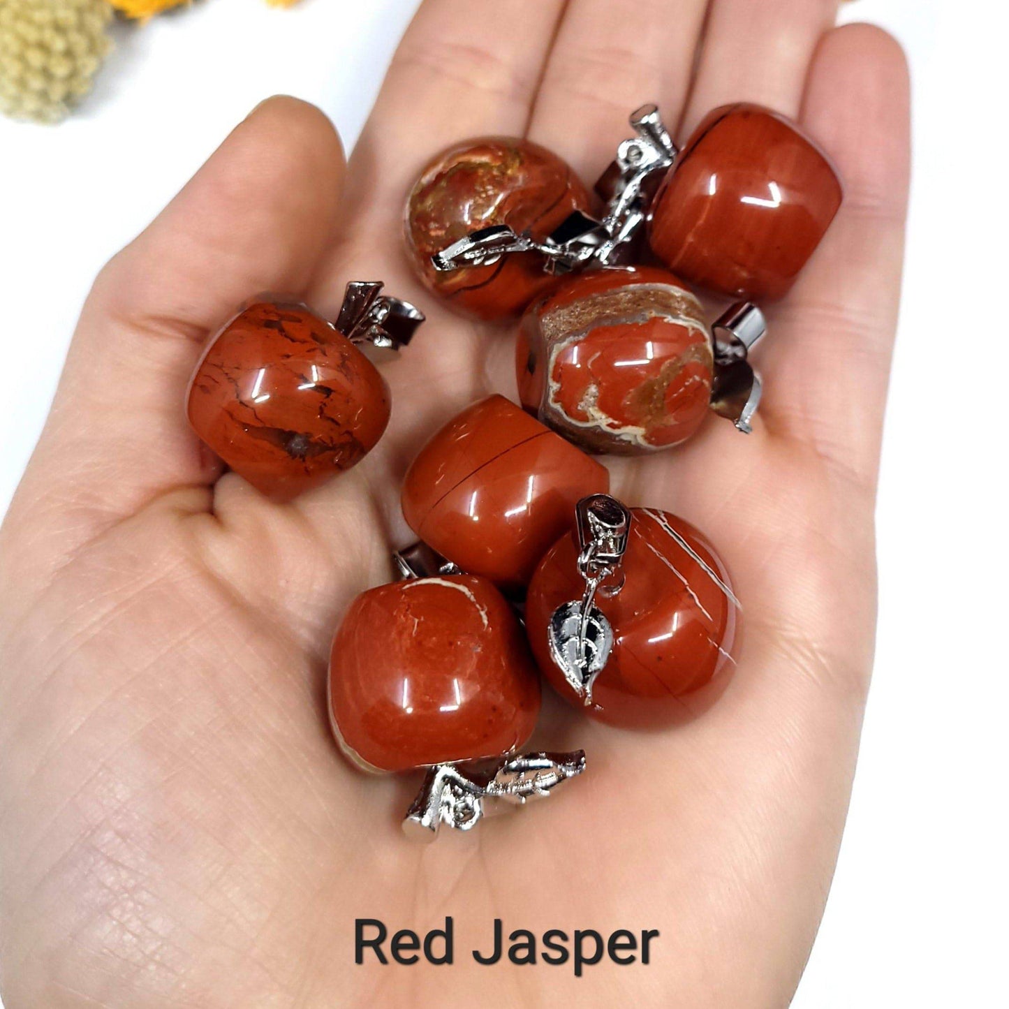 Carved Stone Apple Pendant