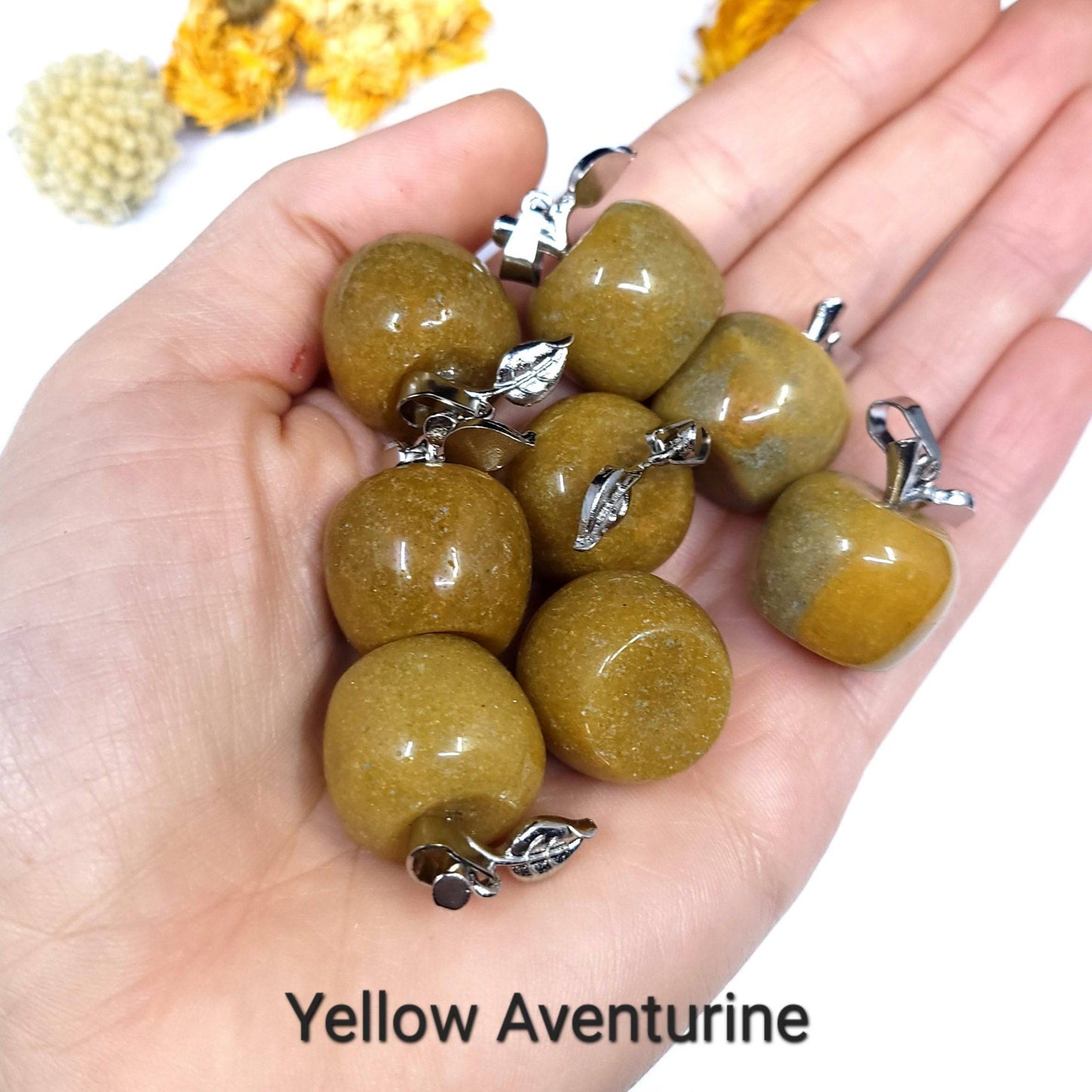 Carved Stone Apple Pendant