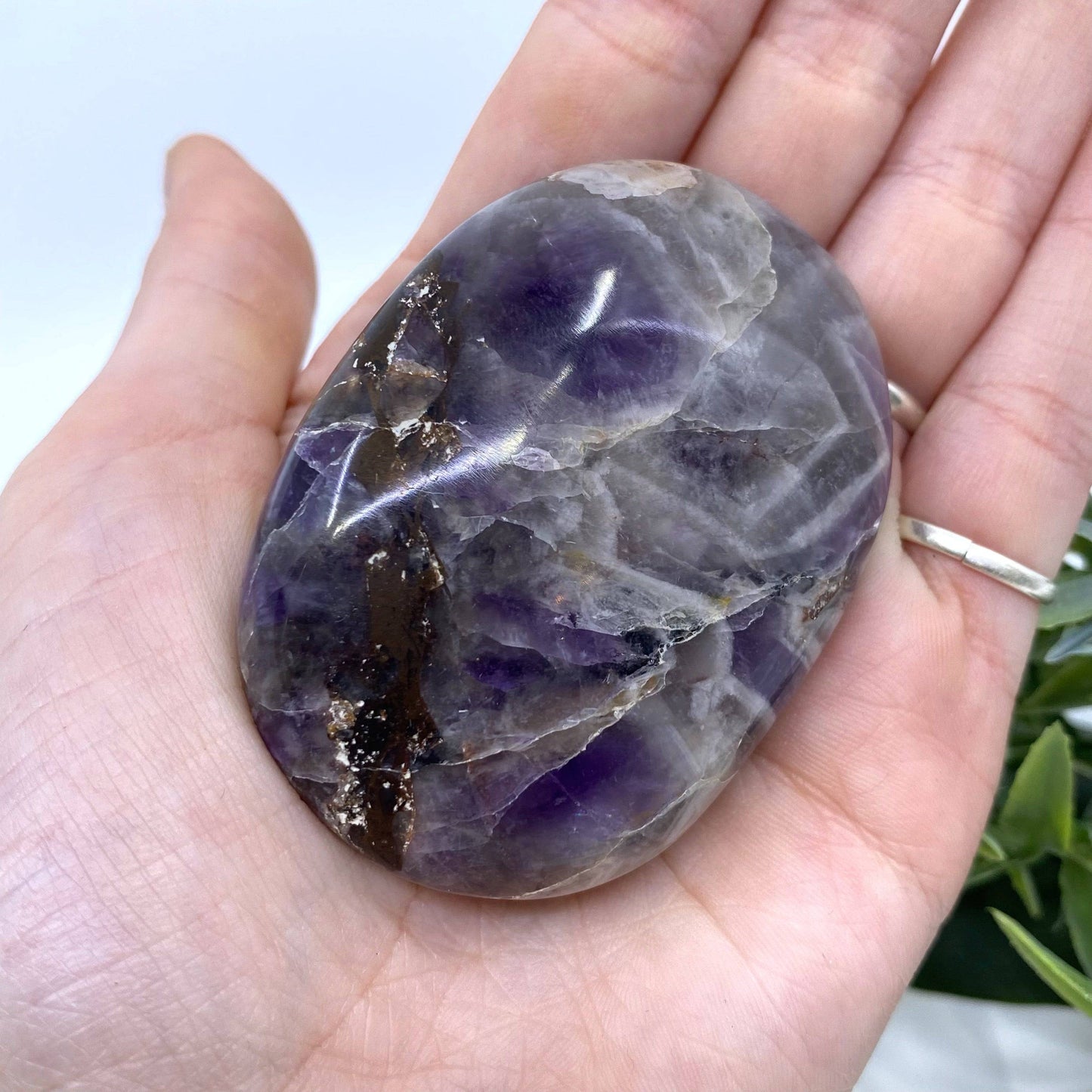 Chevron Amethyst Palmstone