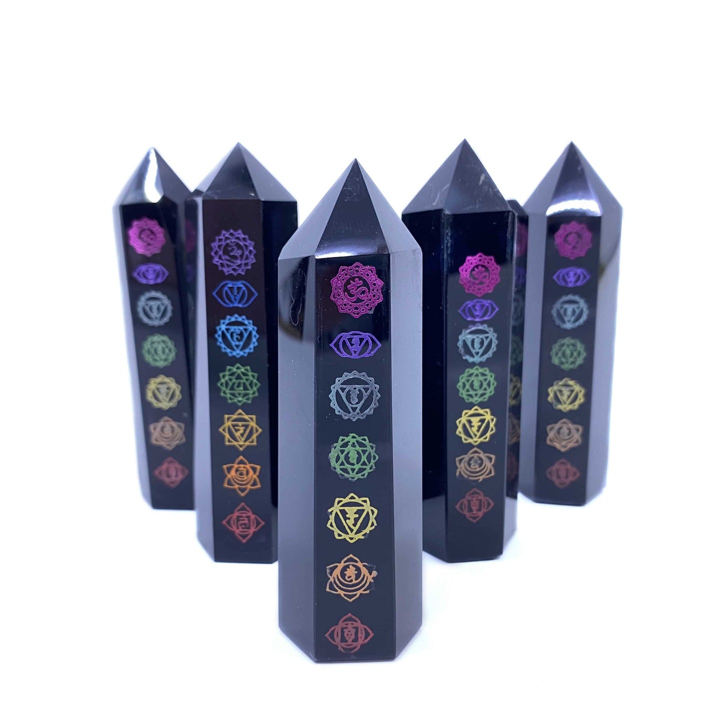 Black Obsidian Chakra Tower