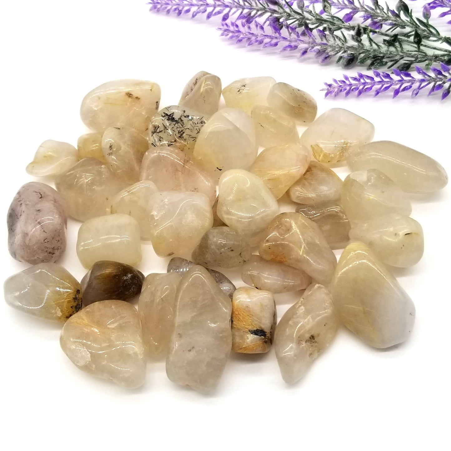 Rutilated Quartz Tumbled Stones 1 LB