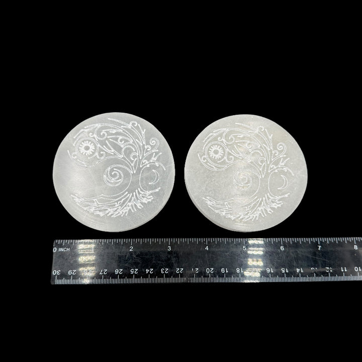 Selenite Engraved Plate - Tree Of Life 3" - Funky Stuff