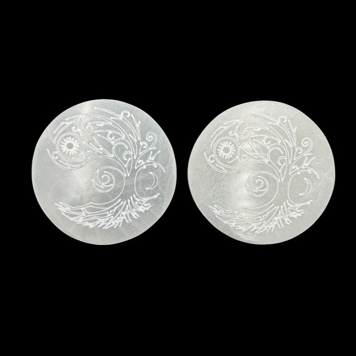 Selenite Engraved Plate - Tree Of Life 3" - Funky Stuff