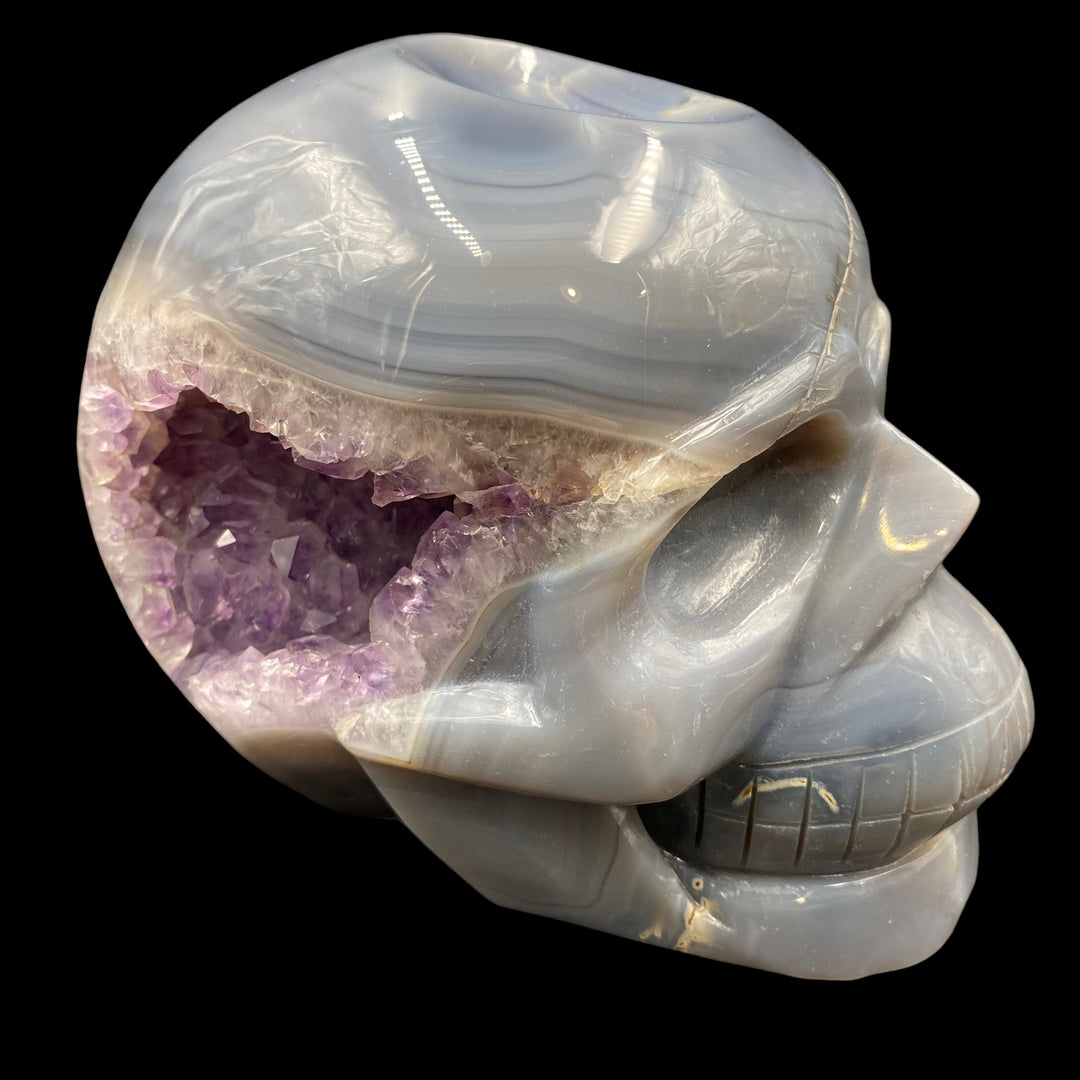 Amethyst and Agate Skull Sphere Holder - Funky Stuff