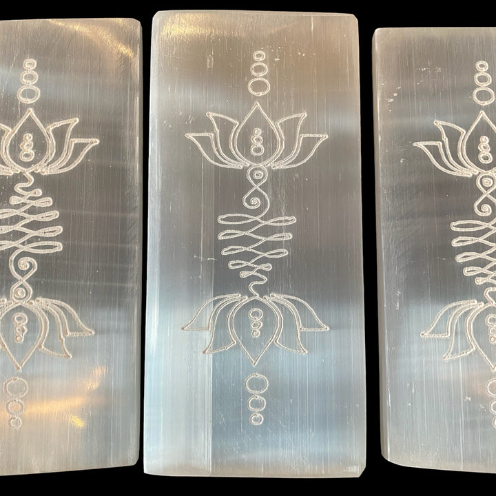 Selenite Charging Plate (Large) - Rectangle (Lotus Flower) - Funky Stuff