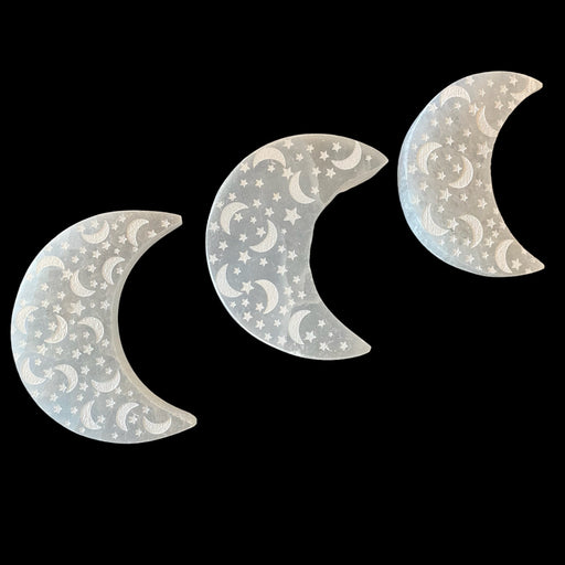 Selenite Charging Plate (Large) - Moon (Moon and Stars) - Funky Stuff