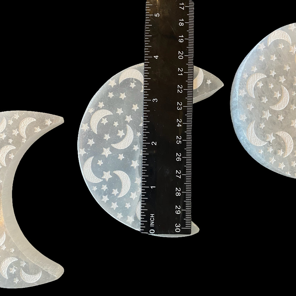 Selenite Charging Plate (Large) - Moon (Moon and Stars) - Funky Stuff